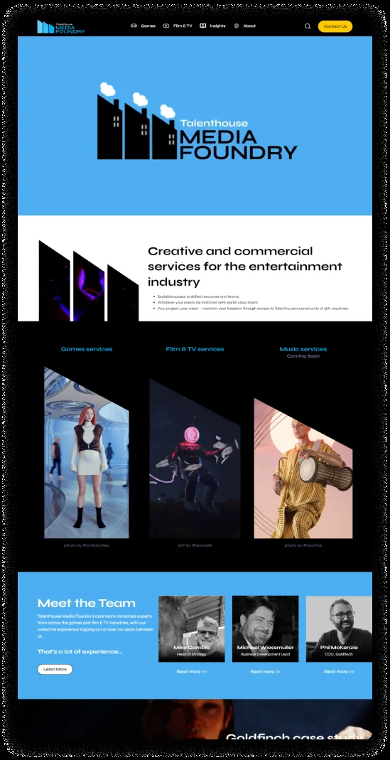 Entertainment platform with Media Foundry