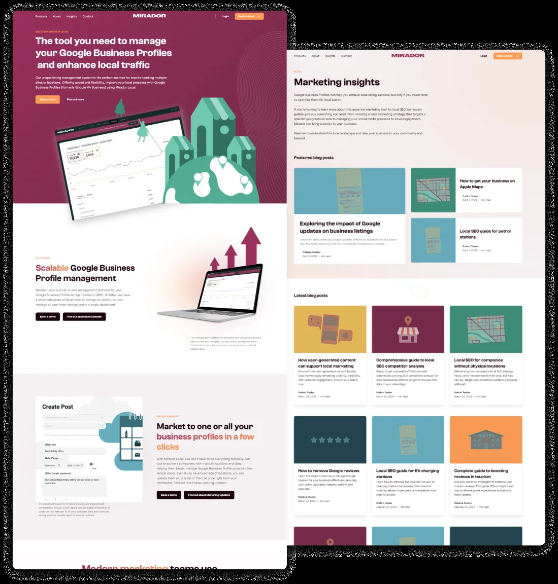 A product marketing website for Mirador Local
