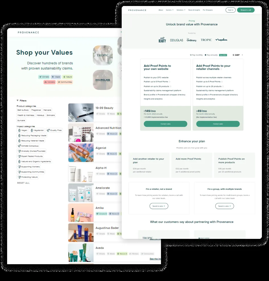 Sustainability marketing with Provenance